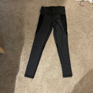 girls 12 grey leggings with black mesh pockets